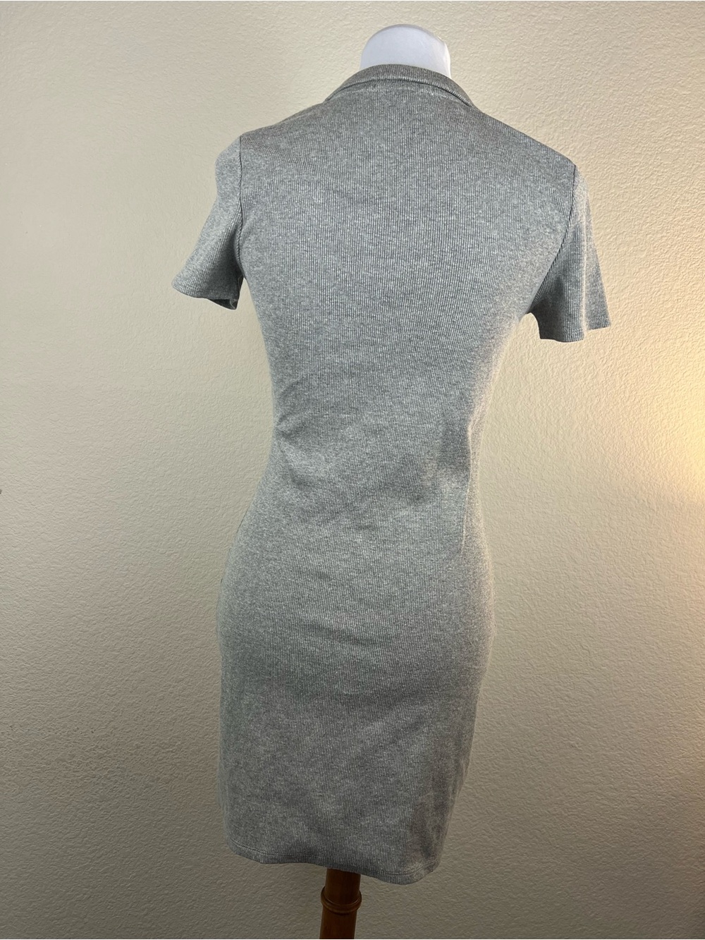 Vans Light Gray Ribbed Zip Polo Mini Dress - Picture 3 of 6